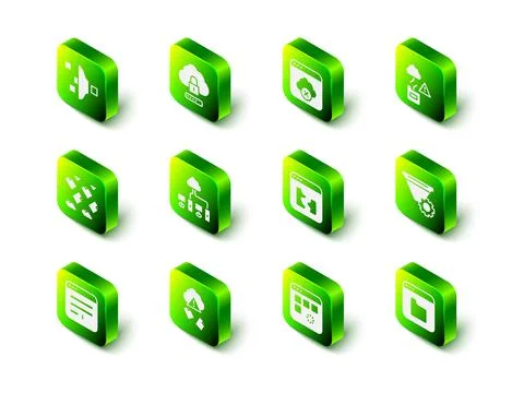 Set Cloud computing lock, Failed access cloud storage, technology data transfer Illustrazione stock