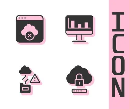 Set Cloud computing lock, Failed access cloud storage, technology data tran.. Stock Illustration