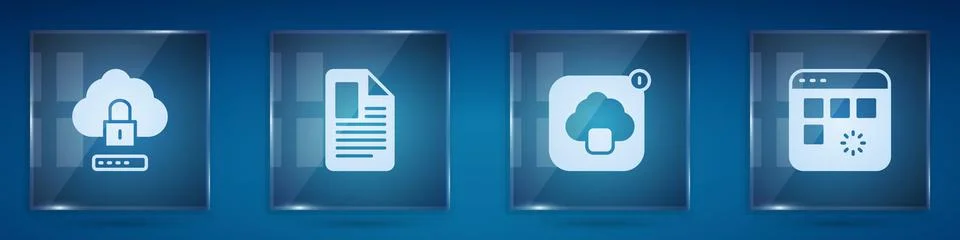 Set Cloud computing lock, File document, technology data transfer and Loading イラスト素材