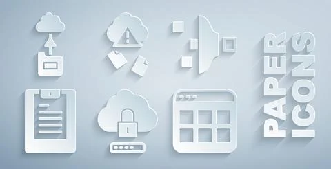 Set Cloud computing lock, Filter setting, Server, Data report, Browser files イラスト素材