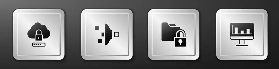 Set Cloud computing lock, Filter setting, Folder and and Monitor with graph.. 스톡 일러스트