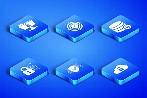 Set Cloud computing lock, FTP folder and, Cyber security, , Time Management and 스톡 일러스트