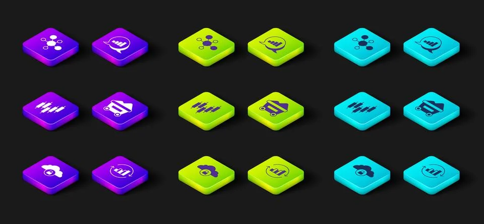 Set Cloud computing lock, Pie chart infographic, Browser with stocks market.. イラスト素材