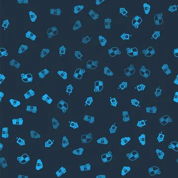 Set Cloud computing lock, Retro wall watch, Shield security with and Folder and 库存插图