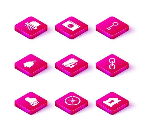 Set Cloud computing lock, Safe, Ringing bell, Smartphone with closed padlock Stock Illustration