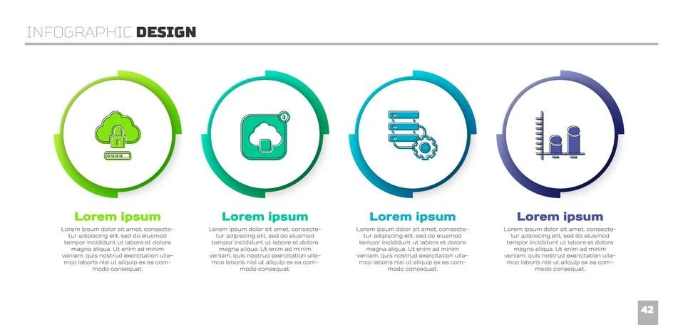 Set Cloud computing lock, technology data transfer, Server and gear and Data Stock Illustration