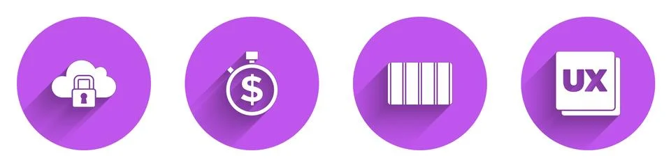 Set Cloud computing lock, Time is money, Color palette guide and UI UX design イラスト素材