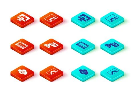 Set Cloud computing lock, Web development, UI or UX design, Front end, and icon Illustrazione stock