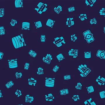 Set Cloud database, Computer vision, Futuristic weapon and Mechanical robot hand Stock Illustration