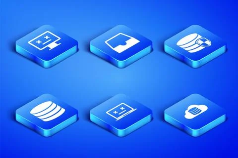 Set Cloud database, Dead monitor, laptop, Database, Social media inbox and .. Stock Illustration