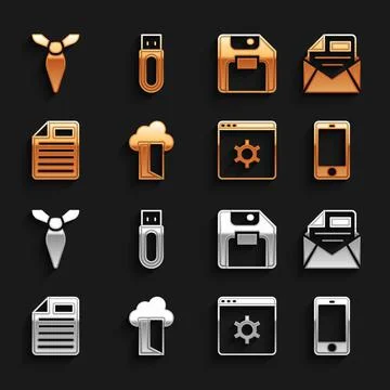 Set Cloud database, Mail and e-mail, Mobile phone, Browser setting, File Illustrazione stock