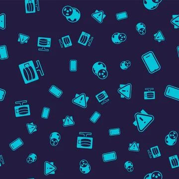 Set Cloud database, Mobile phone, Planet earth and radiation and Exclamation Illustrazione stock