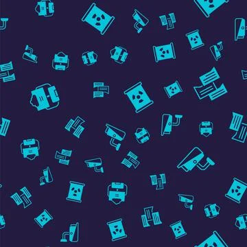 Set Cloud database, Speech bubble chat, Radioactive waste in barrel and Security Stock Illustration