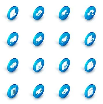 Set Cloud download and upload, Search concept with folder, cloud computing Stock Illustration
