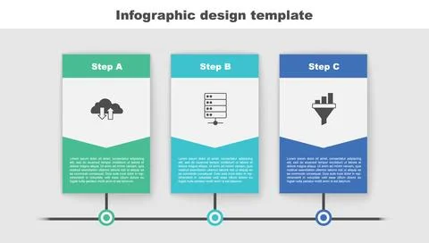 Set Cloud download and upload, Server and Sales funnel with chart. Business イラスト素材