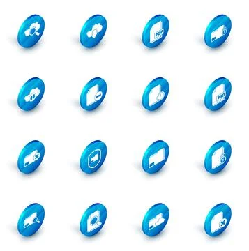 Set Cloud download, PDF file document, Folder and lock, upload, Delete folder Illustrazione stock