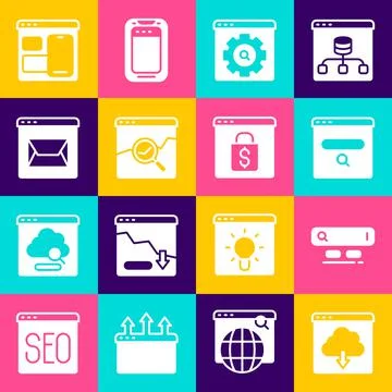 Set Cloud download, Search engine, Browser setting, Website with stocks market イラスト素材