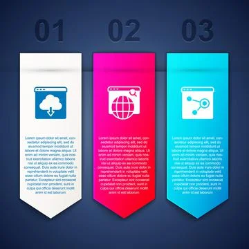 Set Cloud download, Search engine and Browser window. Business infographic 스톡 일러스트