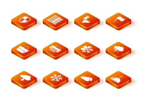 Set Cloud download, Snowflake, Handbag, Printer, and Air conditioner icon Stock Illustration