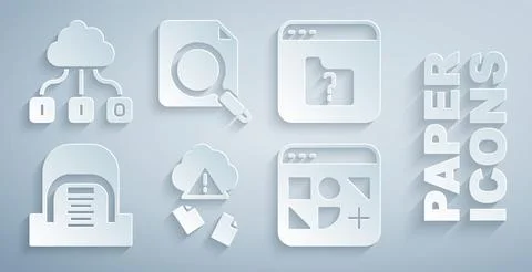 Set Cloud hacking, File missing, Hangar with servers, Different files, Search イラスト素材