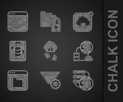 Set Cloud hacking, Filter setting, Network cloud connection, Browser files Stock Illustration
