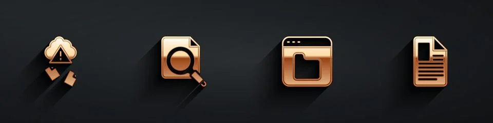 Set Cloud hacking, Search concept with folder, Browser files and File document Stock Illustration