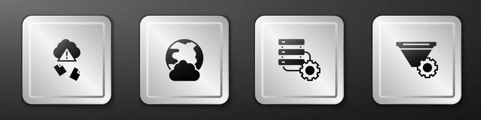 Set Cloud hacking, Social network, Server and gear and Filter setting icon イラスト素材