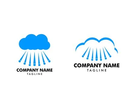 Set of Cloud Hail Logo Vector Icon Stock Illustration