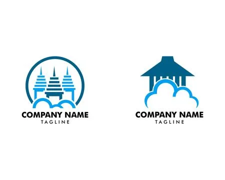 Set of Cloud House Logo Template Stock Illustration