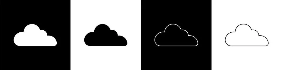 Set Cloud icon isolated on black and white background. Vector 스톡 일러스트