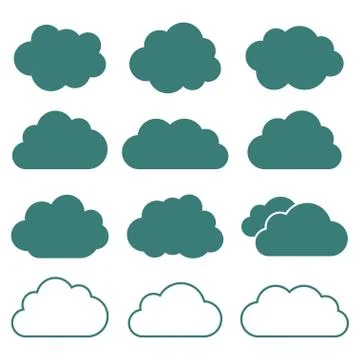 Set of cloud icons flat style in vector Stock Illustration