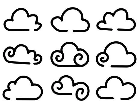 Set of Cloud Icons in a Grid Layout Stock Illustration