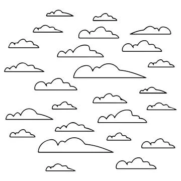Set of Cloud Icons in a Grid Layout Stock Illustration