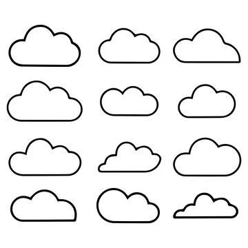 Set of Cloud Icons in a Grid Layout Stock Illustration