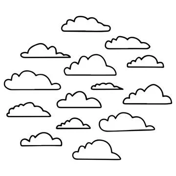 Set of Cloud Icons in a Grid Layout Stock Illustration