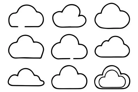 Set of Cloud Icons in a Grid Layout Stock Illustration