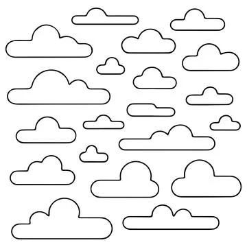 Set of Cloud Icons in a Grid Layout Stock Illustration