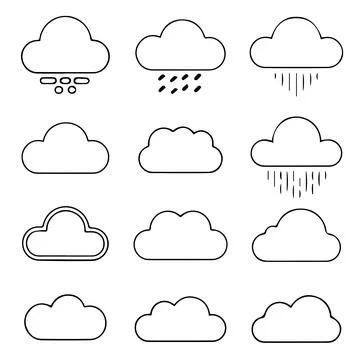 Set of Cloud Icons in a Grid Layout イラスト素材