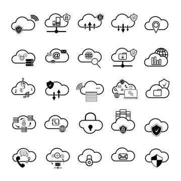 Set of Cloud Icons Illustrazione stock
