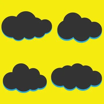 Set of Cloud Icons in trendy flat style isolated on blue background. Cloud sy Stock Illustration