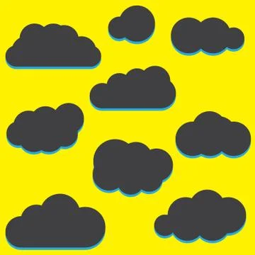 Set of Cloud Icons in trendy flat style isolated on blue background. Cloud sy Stock Illustration