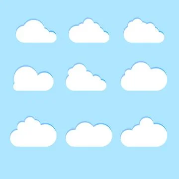 Set of Cloud Icons in trendy flat style isolated on blue background. Cloud sy Stock-Illustration