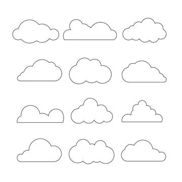 Set of Cloud Icons in trendy flat style isolated on white background. Cloud Stock Illustration