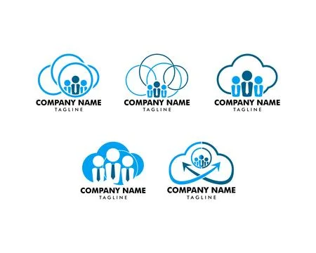 Set of Cloud Job Logo Icon Design Stock Illustration