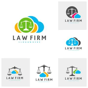 Set of Cloud Justice logo vector template, Creative Law Firm logo design conc Stock Illustration