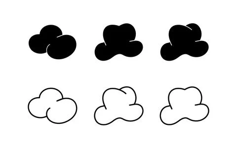 Set of Cloud line and filled vector illustration Stock Illustration