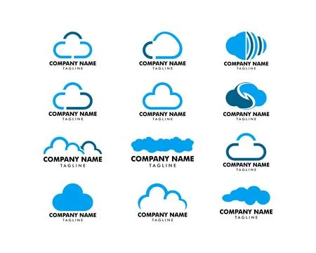 Set of Cloud logo design Stock Illustration
