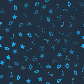 Set Cloud mail server, Computer network, Falling star and Star on seamless Stock Illustration