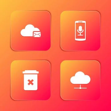 Set Cloud mail server, Mobile recording, Trash can and Network cloud connection Stock-Illustration