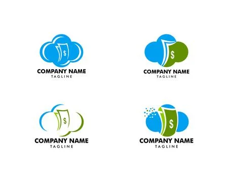 Set of Cloud Money Logo Template Design Vector 库存插图